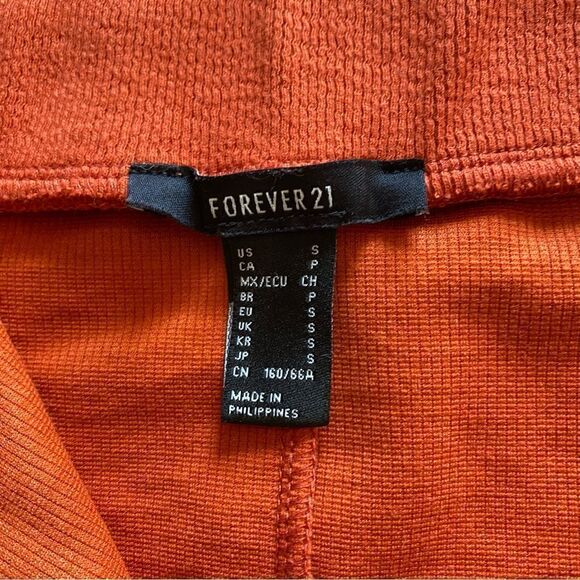 Forever 21 Ribbed Skirt Orange Gold Double Zipper Small Stretchy - Picture 2 of 9